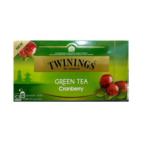 TWININGS GREEN TEA CRANBERRY 25 TEA BAGS