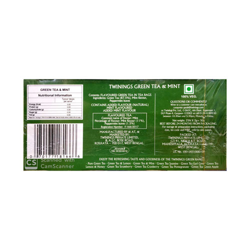 TWININGS GREEN TEA 25 TEA BAGS