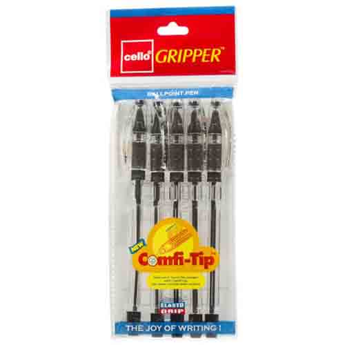 CELLO GRIPPER BALL PEN 0.5mm (BLACK) (PACK OF 10)