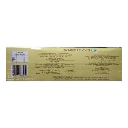 TWININGS LEMON TEA 100 TEA BAGS