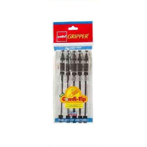 CELLO GRIPPER BALL PEN 0.5mm (BLACK) (PACK OF 10)